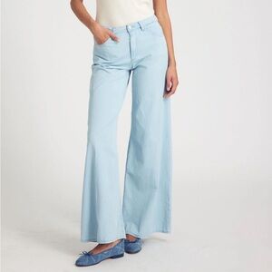 NWOT SPRWMN LIGHT BLUE CHAMBRAY WIDE LEG PANTS